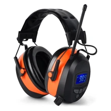 Safety Earmuffs with Bluetooth FM Radio for Mowing, NRR 29dB Industrial Ear Hearing Protection Ear Muffs, Noise Cancelling Wireless Headphone - 2023 Upgraded LCD Display, Rechargeable BL-5B Battery - trái cam - Xem 1