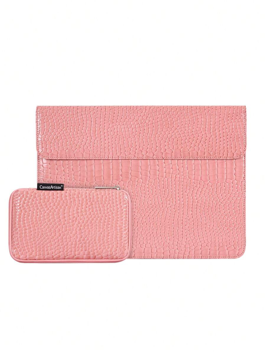 canvas artisan Slim Laptop Case PU Messenger Bag Waterproof Laptop Sleeve For - Pink - View 1