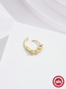 1 chiếc khuyên tai kẹp vành tai tối giản, khuyên tai vòng cổ điển bằng bạc sterling 925, mạ vàng 18K, thích hợp để đeo hàng ngày. - Vàng - Xem 4