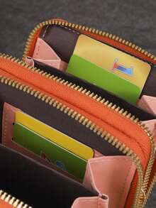 1個橙色時尚多用途小刺繡單肩包,女士斜跨包,帶有大容量拉鍊口袋,可存放手機、等物品 - 橘色 - 查看 9