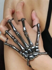 1 PC Fashion Personality Punk Skull Hand Bone Versatile Five Finger Ring Bracelet Adjustable One Piece Ring - 彩色 - 查看 3