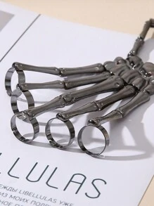 1 PC Fashion Personality Punk Skull Hand Bone Versatile Five Finger Ring Bracelet Adjustable One Piece Ring - 彩色 - 查看 8