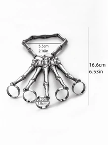1 PC Fashion Personality Punk Skull Hand Bone Versatile Five Finger Ring Bracelet Adjustable One Piece Ring - 彩色 - 查看 11