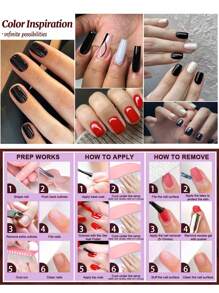 两瓶15毫升黑白凝胶指甲油套装，可卸除，LED/UV固化，中性色凝胶指甲油，持久速干，适合居家美甲沙龙DIY，女士美甲礼物 - 彩色 - 查看 5