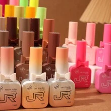 JR Jr 9 Stücke 15ml Bunter Gel Nagellack Set Mit Bowknot-förmigen Flaschen Und Verschlüssen Zum Valentinstag, Soak Off Uv Led, Ein Tolles Geschenk Für Mädchen