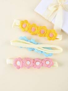 6入組實色針織花裝飾頭帶,可愛繽紛彈性結繩女寶寶,婚禮派對攝影髮飾