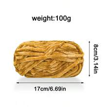 1 件 100 克手工針織雪尼爾紗 Diy 天鵝絨毯子圍巾冰條線 - 薑色 - 查看 2