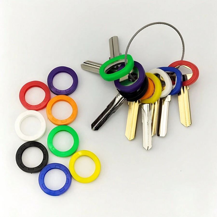 5/10 cái Phối màu Silicone Đàn hồi Chìa khóa Bộ Linh hoạt Chìa khóa bìa Chìa khóa Tag bìa Đối với Dễ Cửa Móc chìa khóa - Nhiều màu - Xem 1