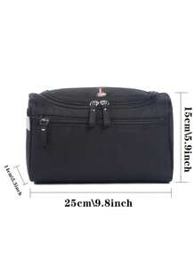 涤纶男士商务便携式收纳袋洗漱用品收纳袋女士旅行化妆包洗漱包化妆包邮轮必备字母图案洗漱包夏季旅行必备海滩度假假期学校用品宿舍必备返校 - 黑色 - 查看 3