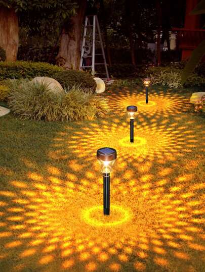  Hooree 1pc Outdoor Solar Landscape Light With Villa Garden Pattern, Waterproof Ground Insert Lawn Lamp Outdoor Lights Garden Lights, Christmas Lights, Solar Lights Outdoor