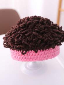 1 件儿童新款男童女童针织帽宝宝个性化毛线帽冬季儿童假发帽