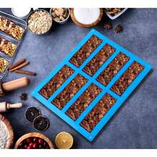 1/2/3入組燕麥棒模具,矽膠模具,8個矩形空心模具,可用於製作能量棒,矽膠烤模具,可用於製作大型燕麥棒 - 藍色 - 查看 3