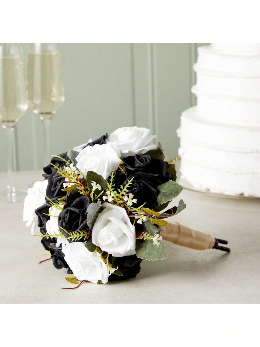 100 Pack Black And White Artificial Flowers, Bulk Stemless Fake Foam