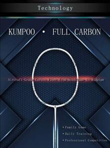 Kumpoo K520 Pro Badminton Racket - 86g Lightweight Full Carbon Badminton Racket, Maximum Tension 28 Lbs. - White - View 2