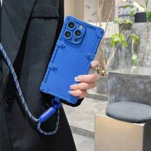 頸鍊帶繩液體矽膠手機殼，適用於iPhone 15 14 13 12 11 Pro Max XR 14 15 Plus手機保護套