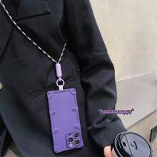 頸鍊帶繩液體矽膠手機殼，適用於iPhone 15 14 13 12 11 Pro Max XR 14 15 Plus手機保護套