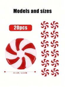 20入組聖誕塑料甜點裝飾,有棒棒糖與聖誕樹設計,適用於室內草坪和戶外節日派對裝飾,紅白色 - 紅白色 - 查看 2