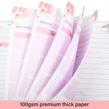 Trees Greencery Weekly Notebook Undated Daily Schedule Planner Spiral Goals Planner Agenda With Habit Tracker, To Do List, Top 3, 8.5"*5.5", 100gam Paper, 52 Sheets - Pink - View 6