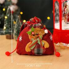 1入聖誕禮物袋背包款蘋果形狀粗麻禮物袋配飾 - 彩色 - 查看 4