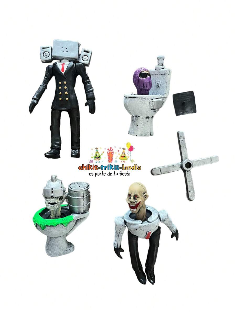 Skibidi Toilet Action Figure Set Animation, Comedy, Action, Adventure - Lime Green - View 1
