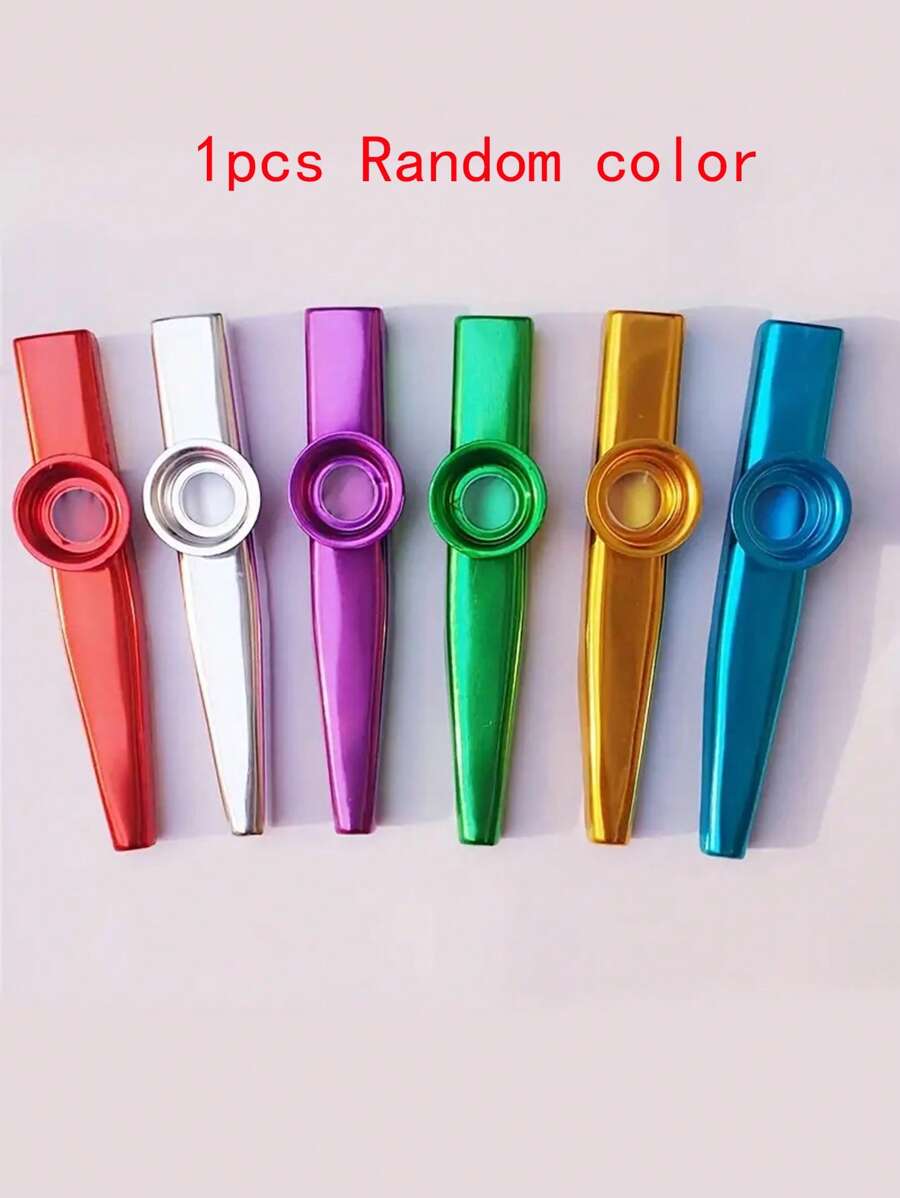 1pc Metal Kazoo Flute Mouth Musical Instrument For Beginners, Compact And Convenient To Carry, Random Color - Multicolor - View 1