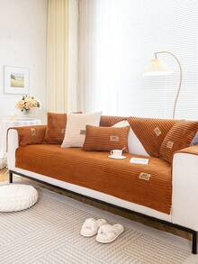 1 Miếng Dày Sang trọng Nhung Đệm sofa , Mềm mại , Làn da thân thiện , Phong cách hiện đại , Tất cả các mùa phổ cập Không trượt Chất rắn Bọc ghế sofa , Sang trọng Chống xước Ấm áp Thoải mái Sofa Người bảo vệ ( Cá nhân ) - Cà phê nâu - Xem 6