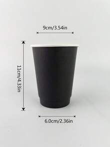 50pcs 400ml Double-Walled Hollow Disposable Coffee Cups - Black - View 2