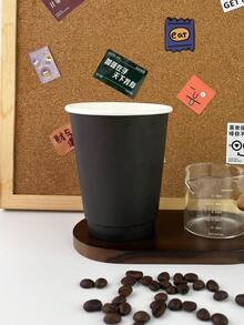 50pcs 400ml Double-Walled Hollow Disposable Coffee Cups - Black - View 6
