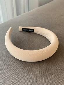 1個女士白色高海綿髮箍,秋冬時尚優雅,適合日常使用、淋浴、洗臉、化妝和搭配服裝作為髮飾