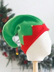 1pc Christmas Elf Hat Plush Jingle Bell Santa Hat, Festival Party Headwear, Suitable For Christmas