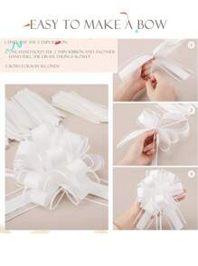 12 件拉花蝴蝶结丝带用于礼品包装，6 英寸大拉领带蝴蝶结用于礼品篮，酒瓶装饰缎带和绒球花用于婚礼派对生日装饰，圣诞节