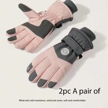 2入組/對,冬季防水防滑保暖女式手套,pvc材質質量優良的戶外觸控手套,適合滑雪