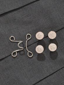 1 件女士金属莲花装饰可调节扣腰带，防滑裤/裙，适合夏季休闲装，送给朋友的礼物 - 白色 - 查看 3