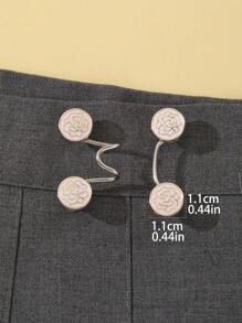 1 件女士金属莲花装饰可调节扣腰带，防滑裤/裙，适合夏季休闲装，送给朋友的礼物 - 白色 - 查看 4