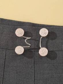 1 件女士金属莲花装饰可调节扣腰带，防滑裤/裙，适合夏季休闲装，送给朋友的礼物 - 白色 - 查看 2