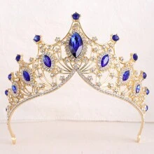 1入時尚皇冠造型合金&紅色貓眼石&鑽石髮飾,適用於兒童女性婚禮生日派對