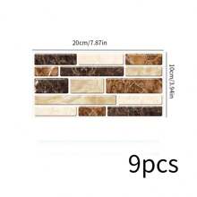 9/11/25pcs Brick Pattern Kitchen Tile Stickers, Oil-Proof, Simulated Marble Crystal Wall Paper, For Bathroom/Kitchen Renovation, Self-Adhesive Tile - Yellow - View 12