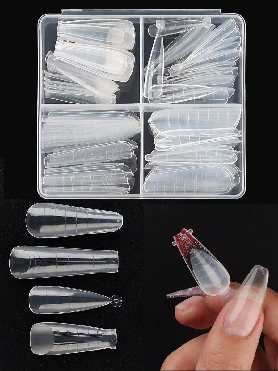 Móng tay Nhựa Gia hạn Hình thức Đối với UV Gel Xây dựng nhanh Khuôn Gấp đôi Sai Đầu Móng Tay Áo Khuôn - Trong sáng - Xem 1