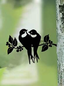 1pc-小鳥剪影藝術花園裝飾插件金屬工藝品庭院戶外花園農家草坪金屬插件