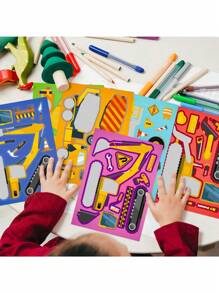 1 confezione/6 fogli Adesivi fai-da-te per cambiare il volto di veicoli da costruzione, Adesivi puzzle per scarabocchi per bambini, Adesivi per bambini, Trattore di Natale, Adesivi per bambini