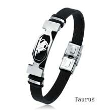 1pc Fashionable Stainless Steel & Leather Constellation Bracelet Suitable For Men's Daily Wear