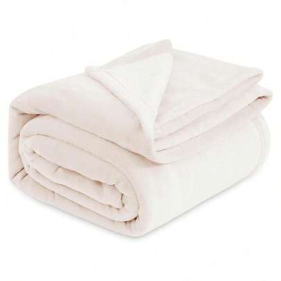 1pc Wool Blanket Extra Large Cream-colored Bedspread Soft, Lightweight, Plush And Luxurious Ultrafine Fiber