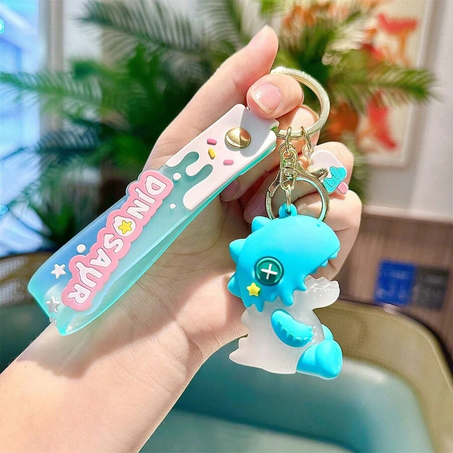 1 件可愛冰淇淋和恐龍填充鑰匙扣,卡通情人背包吊墜,小禮物 - 綠色 - 查看 1