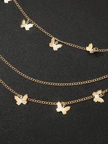 1pc Men's 3 Layered Gold-tone Butterfly Chains Decor For Suit Pants Accessory - Gold - View 3