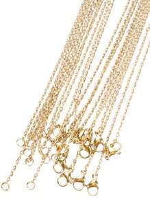 10pcs/Pack 45cm Stainless Steel Chain O-Shaped Flatten Chain, Wholesale Cross Chain With Gold Plating For Diy Jewelry