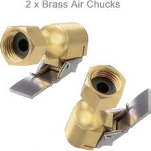 2pcs Air Chuck For Car Tires, Heavy Duty Open Flow Lock On Tire Chuck With Clip For Inflator, Gauge Compressor Accessories, Yellow - Gold - View 2