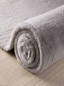 1PC Faux Rabbit Fur Rug, White Soft Fluffy Faux Fur Runner Rug, Shaggy Area Rug For Bedroom, Living Room, Machine Washable Nursery Rug - Grey - View 6