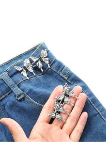 1套防滑衣服扣針,用於褲子和裙子 - 安全調整腰圍尺寸,防止滑落,可延長/縮小腰身的金屬裝置,可替換紡織品扣釦,不用縫製 - 銀色 - 查看 7