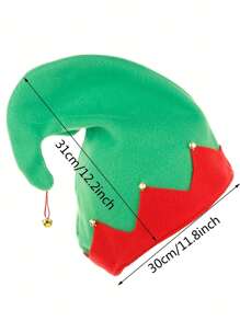 1pc Christmas Elf Hat Plush Jingle Bell Santa Hat, Festival Party Headwear, Suitable For Christmas
