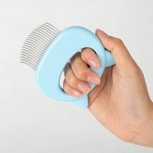 1pc Blue Shell-shaped Pet Hair Remover & Massager, Suitable For Cats. Helps Remove Fleas And Tangles. - Blue - View 3